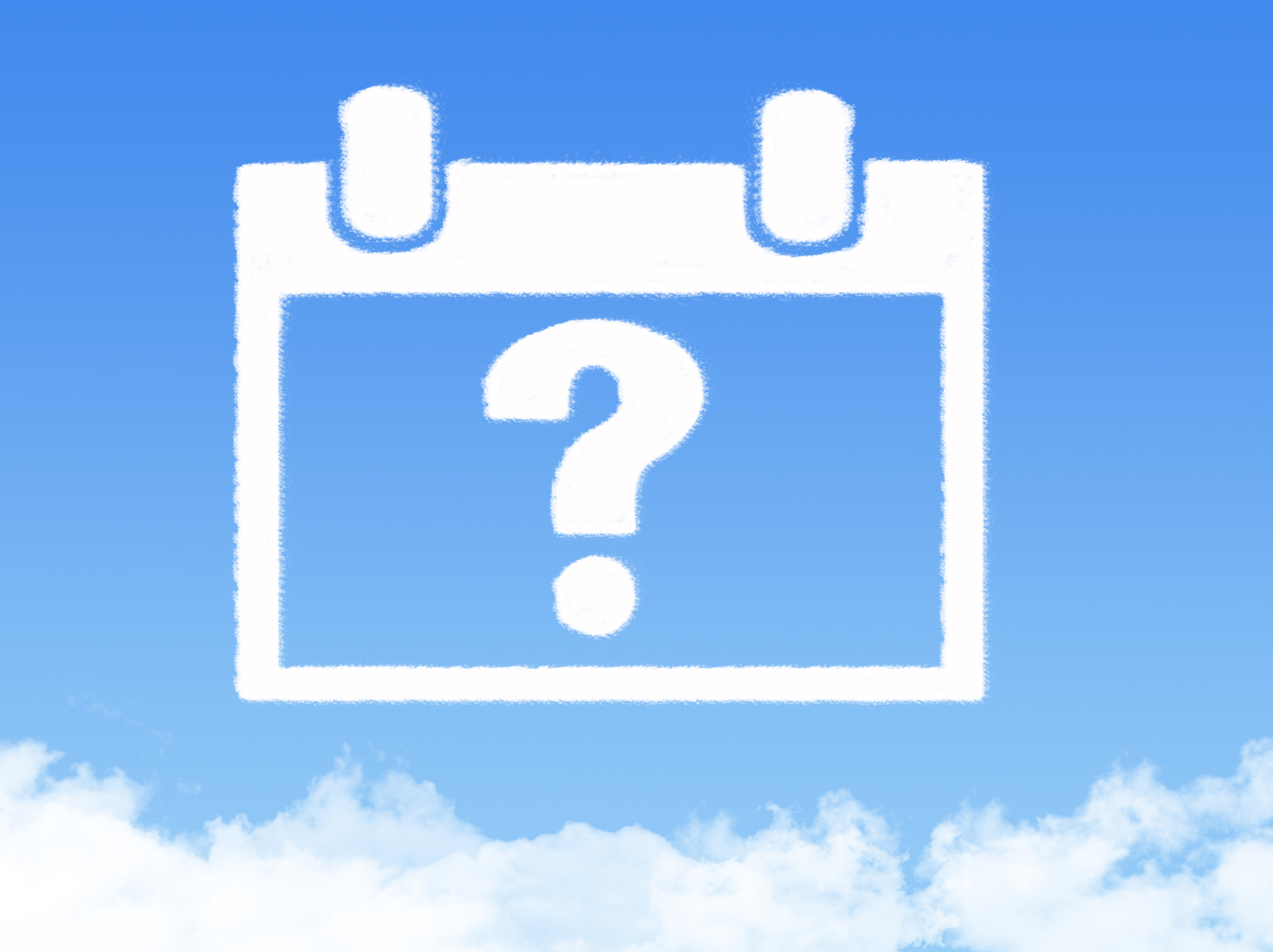 Question mark calendar cloud shape