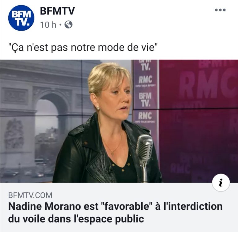 78% des Français pour l&rsquo;interdiction de Nadine Morano dans l&rsquo;espace public