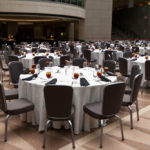 Large Room Set Up for a Banquet, Round Tables