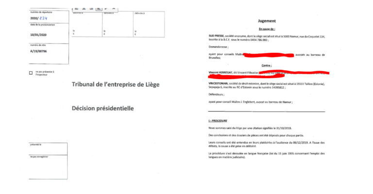 Publication du Jugement Nordpresse-Sudpresse