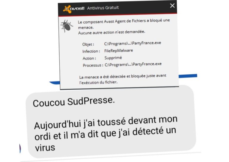 Il tousse sur son écran, Avast lui détecte un virus