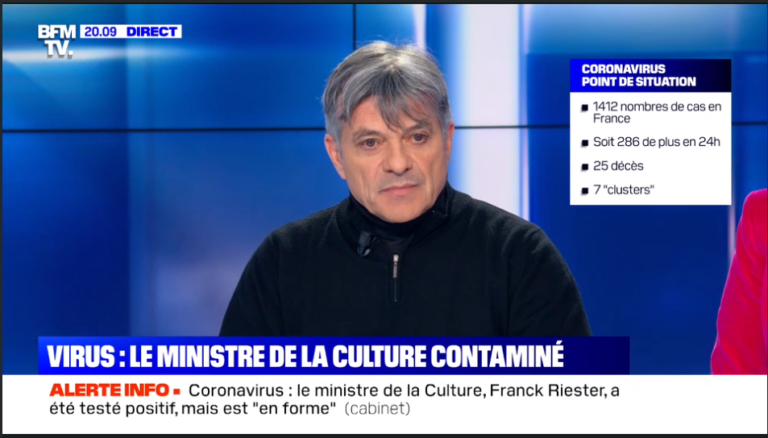 Le ministre de la culture Franck Riester contaminé par le Coronavirus