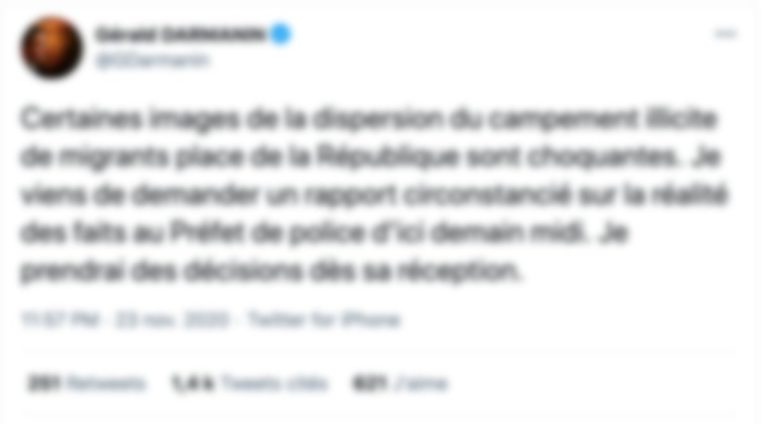 Évacuation de migrants à Paris : ██████ ████████ évoque des images « choquantes »