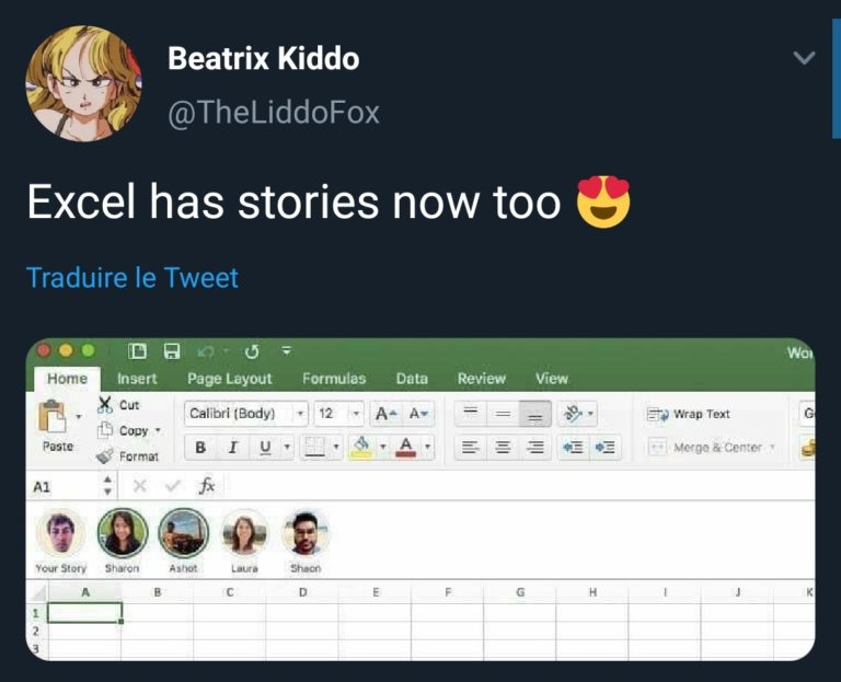 Après Instagram, snapchat, Facebook, Excel annonce aussi le lancement de stories