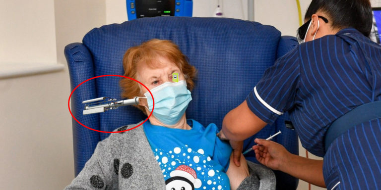 La première vaccinée du Covid-19 en Angleterre a une antenne 5G qui pousse dans son oreille
