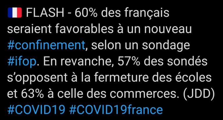 Une étude démontre que 100% des gens sont pour le confinement des autres.