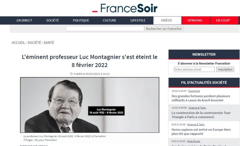 Didier Raoult ressuscite Lux Montagnier grâce à la Chloroquine