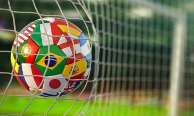 Football ball with flags of world countries