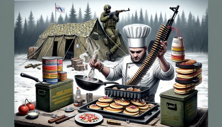 Recettes de Cuisine Express pour les Temps de Guerre: Comment Faire des Blinis en Utilisant des Cartouches de Kalachnikov et des MREs